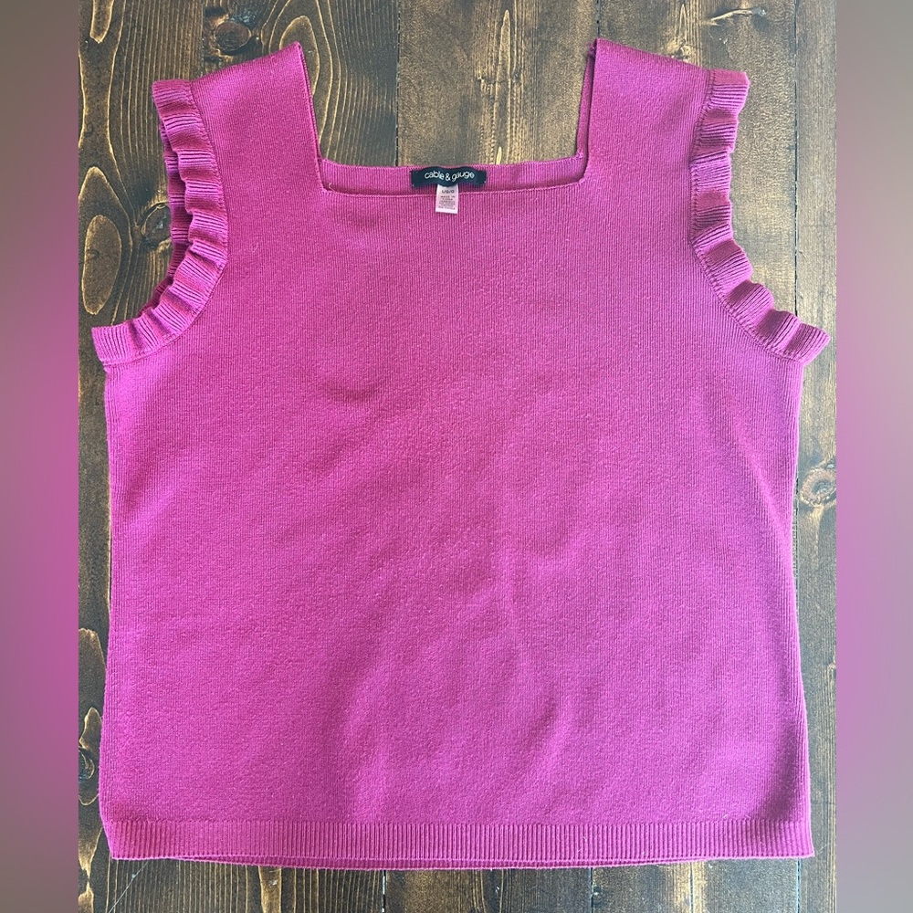 Cable & Gauge Magenta Ruffle Tank Top